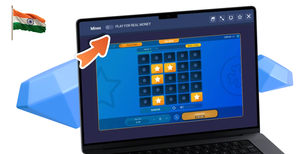 Practice Mines Game online in demo version for Indians